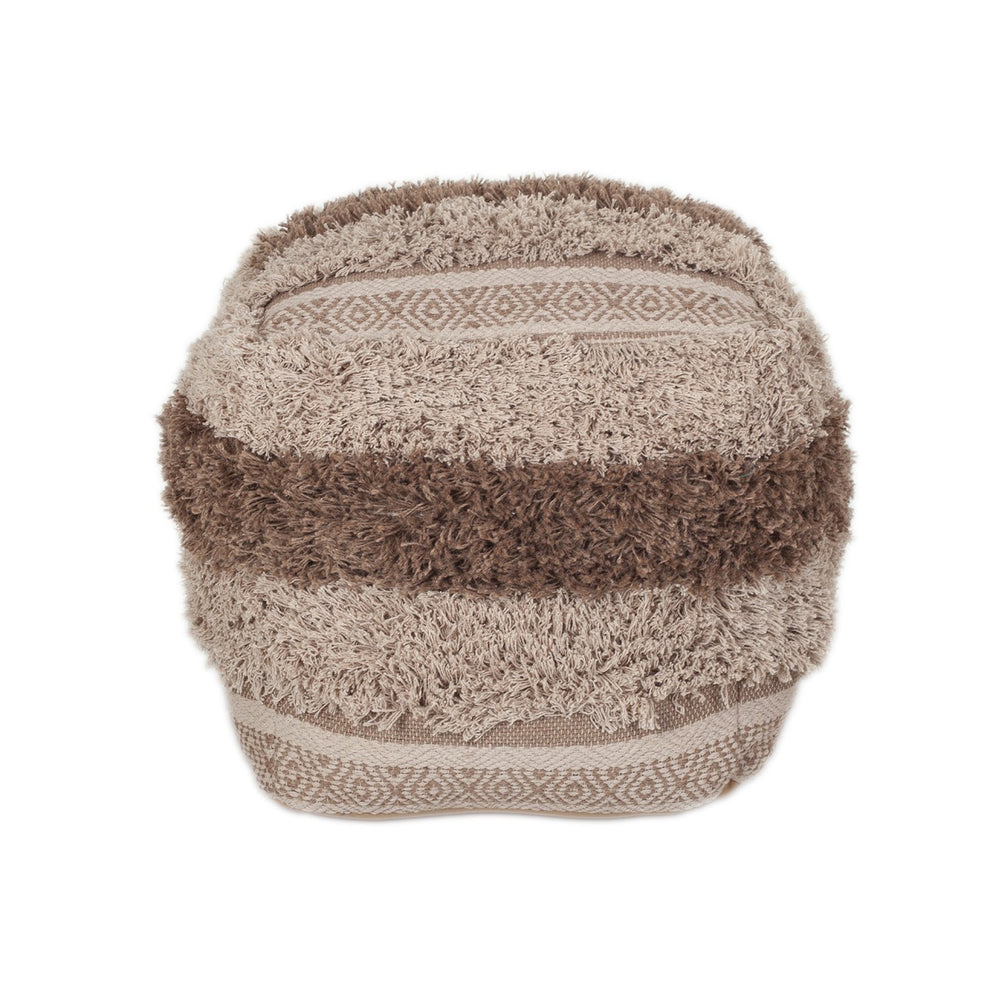 Boho Shaggy Khaki Textured Pouf By Homeroots | Ottomans | Modishstore - 6
