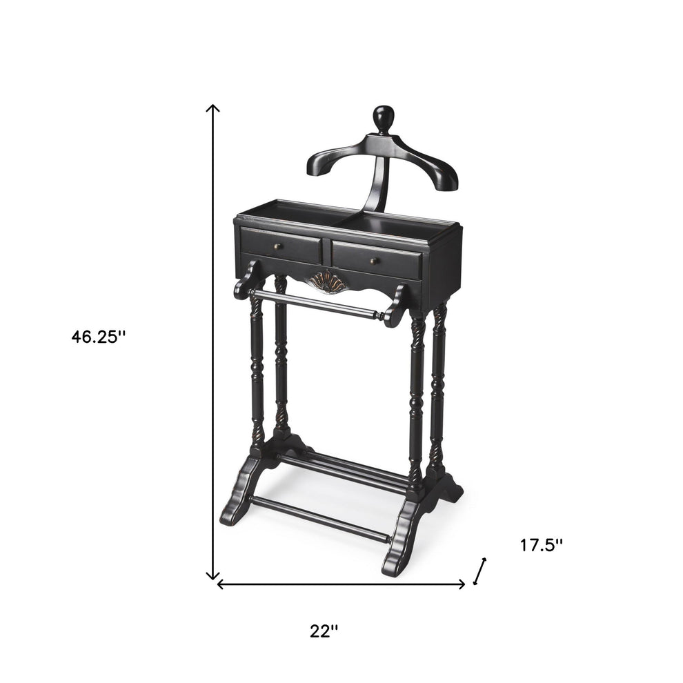 Handsome Vintage Style Black Finish Wood Valet By Homeroots | Nightstands | Modishstore - 8