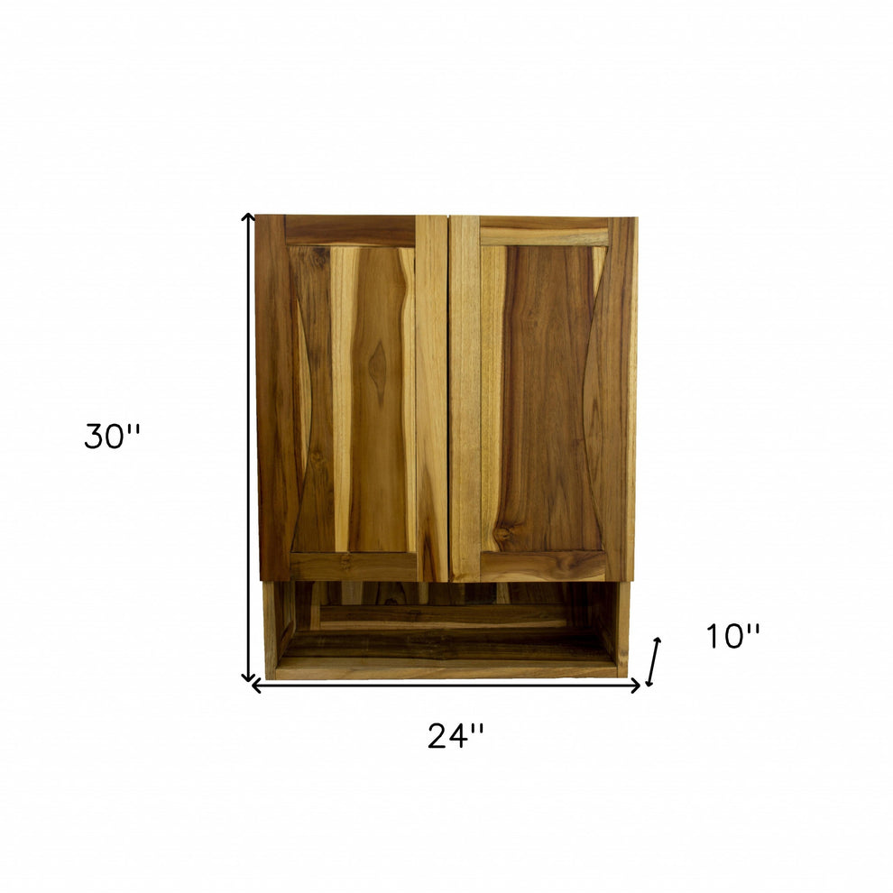 Brown Solid Wood Wall Mounted Accent Cabinet By Homeroots | Cabinets | Modishstore - 3