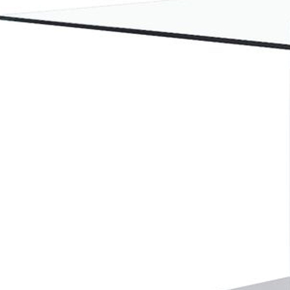 White Tone Geometrical Style Base With Rectangular Glass Top Dining Table By Homeroots | Dining Tables | Modishstore - 4