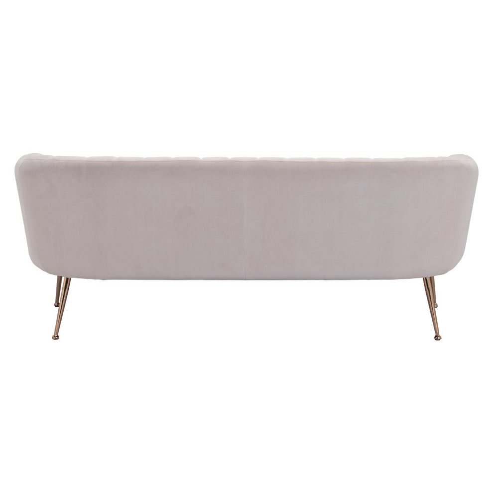 Beige Velvet Sofa With Gold Legs By Homeroots | Sofas | Modishstore - 4