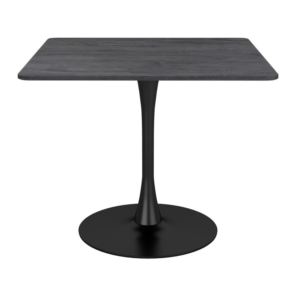Black Square Steel Pedestal Base Dining Table By Homeroots | Dining Tables | Modishstore - 5