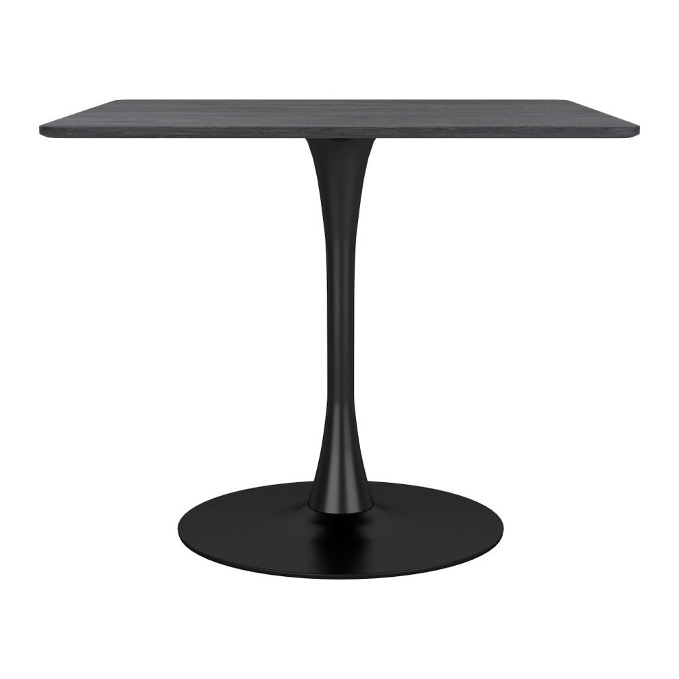 Black Square Steel Pedestal Base Dining Table By Homeroots | Dining Tables | Modishstore - 6