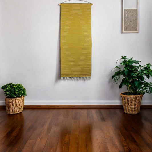Yellow Jute Hanging Tapestry By Homeroots | Wall Decor | Modishstore - 1