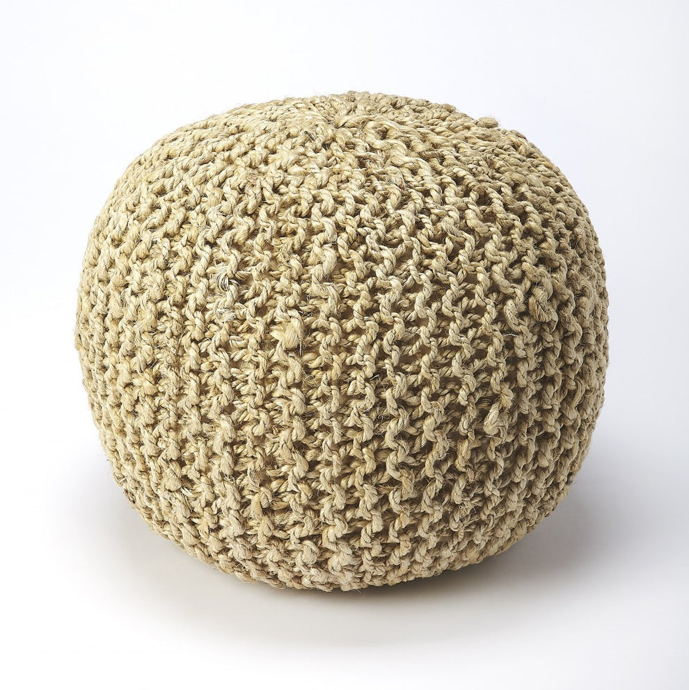 Natural Jute Round Pouf Ottoman By Homeroots | Ottomans | Modishstore - 4