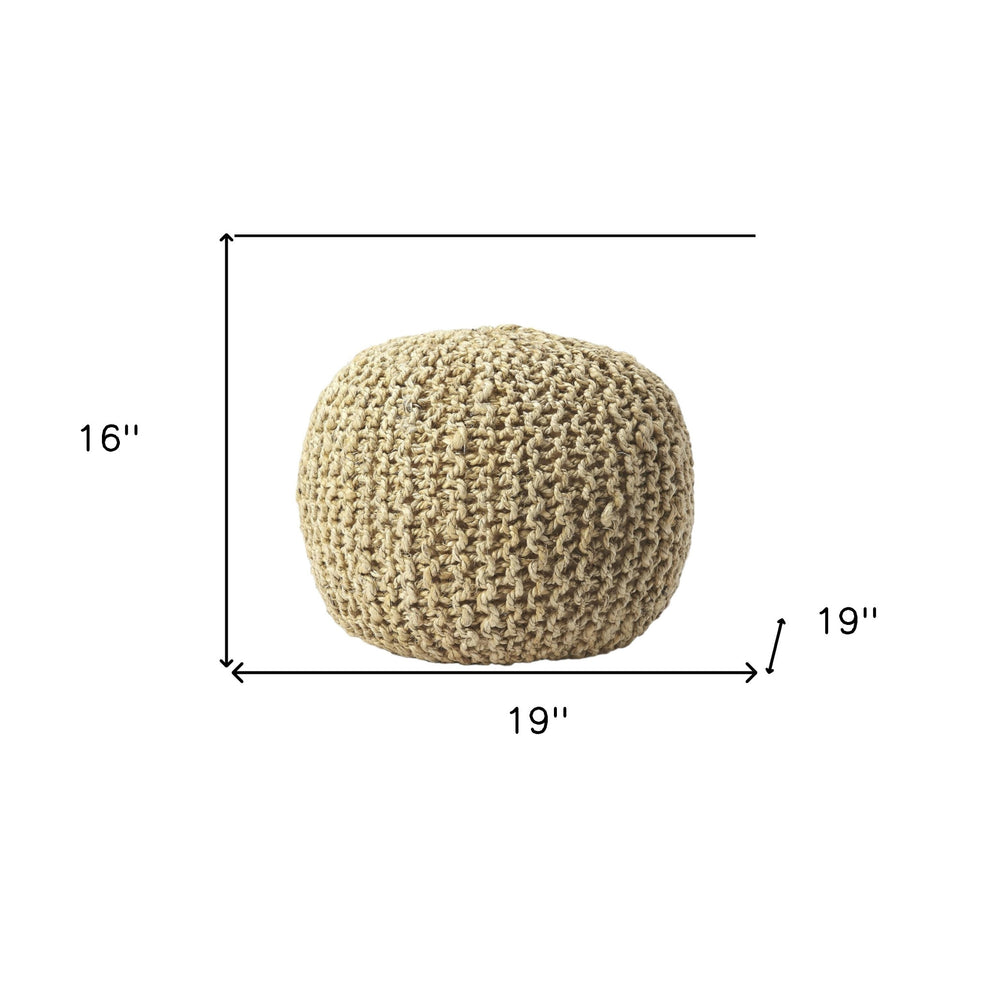 Natural Jute Round Pouf Ottoman By Homeroots | Ottomans | Modishstore - 7