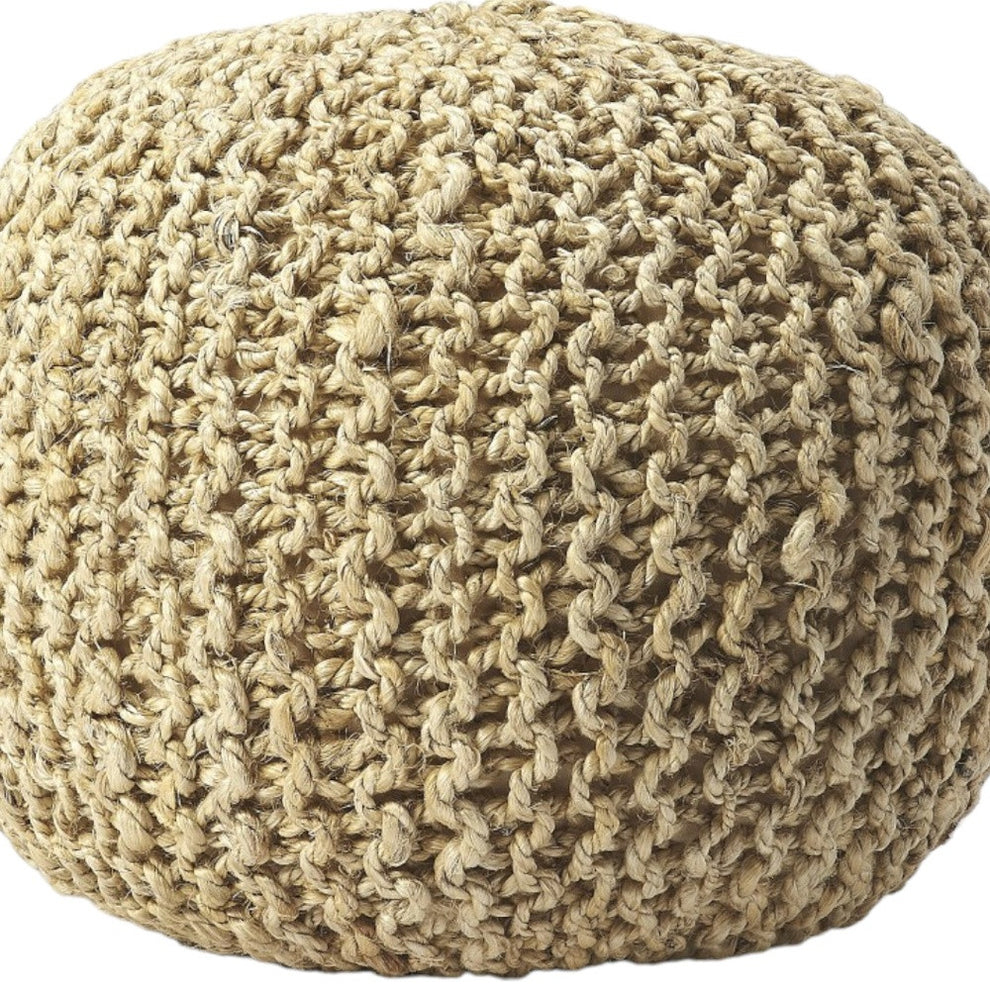 Natural Jute Round Pouf Ottoman By Homeroots | Ottomans | Modishstore - 6