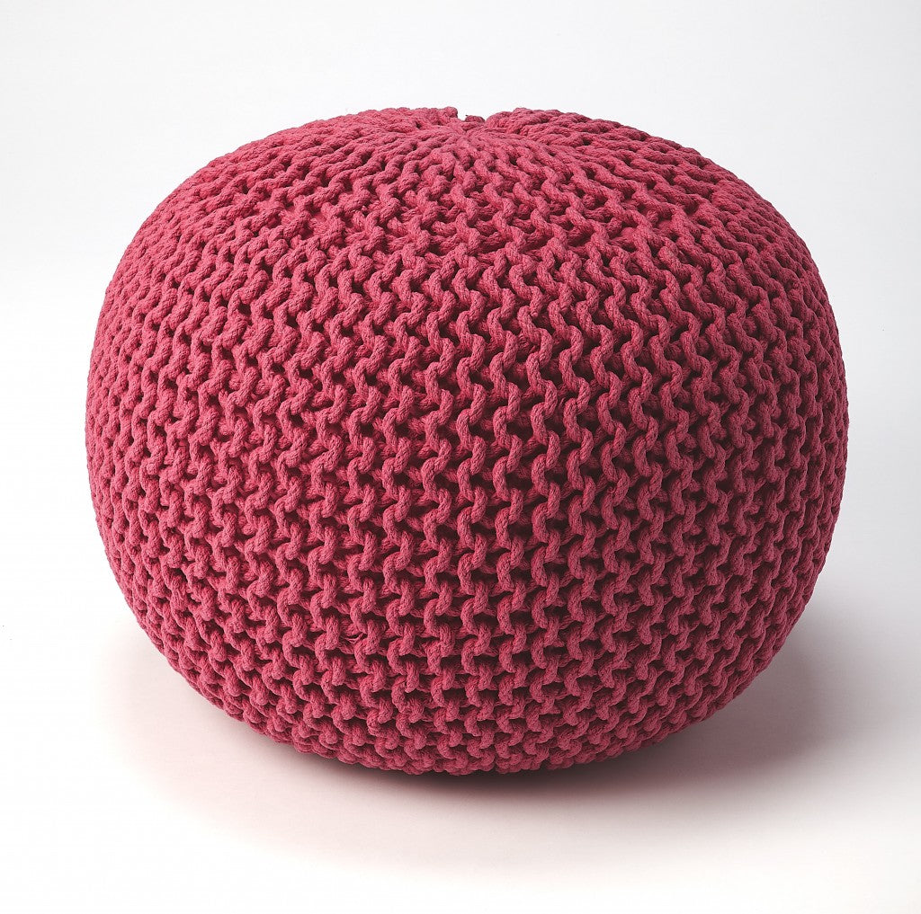 Pink Round Pouf Ottoman By Homeroots | Ottomans | Modishstore - 3