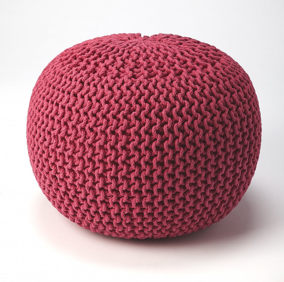 Pink Round Pouf Ottoman By Homeroots | Ottomans | Modishstore - 3