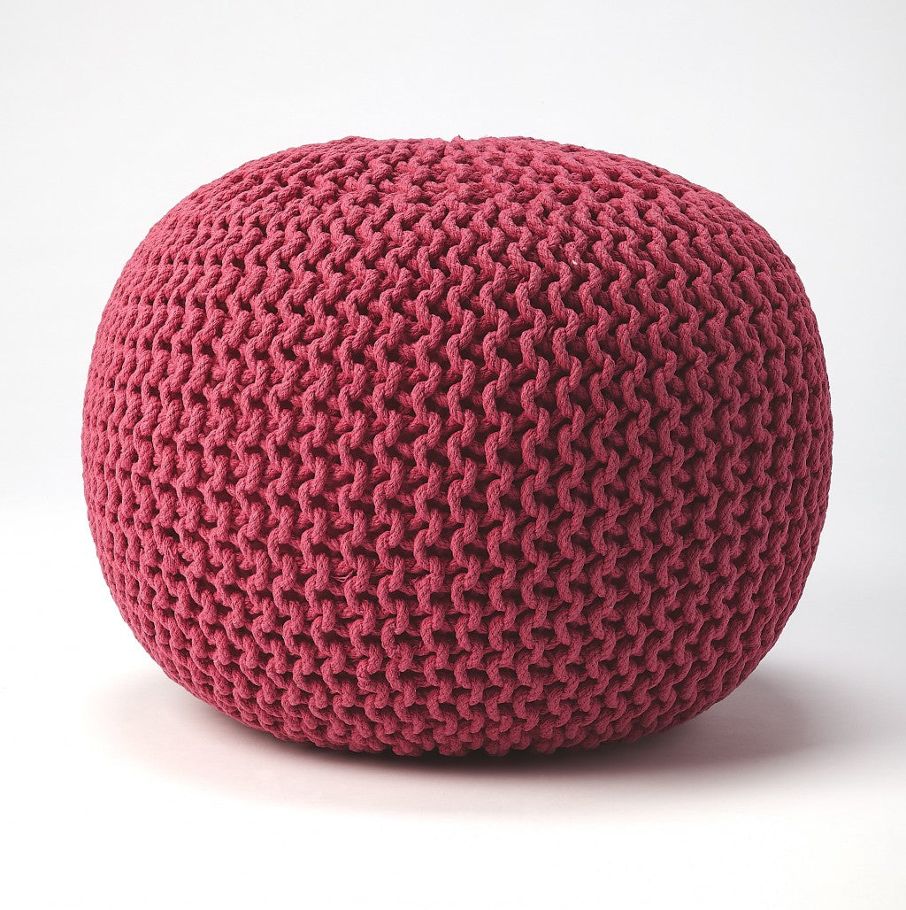 Pink Round Pouf Ottoman By Homeroots | Ottomans | Modishstore - 4