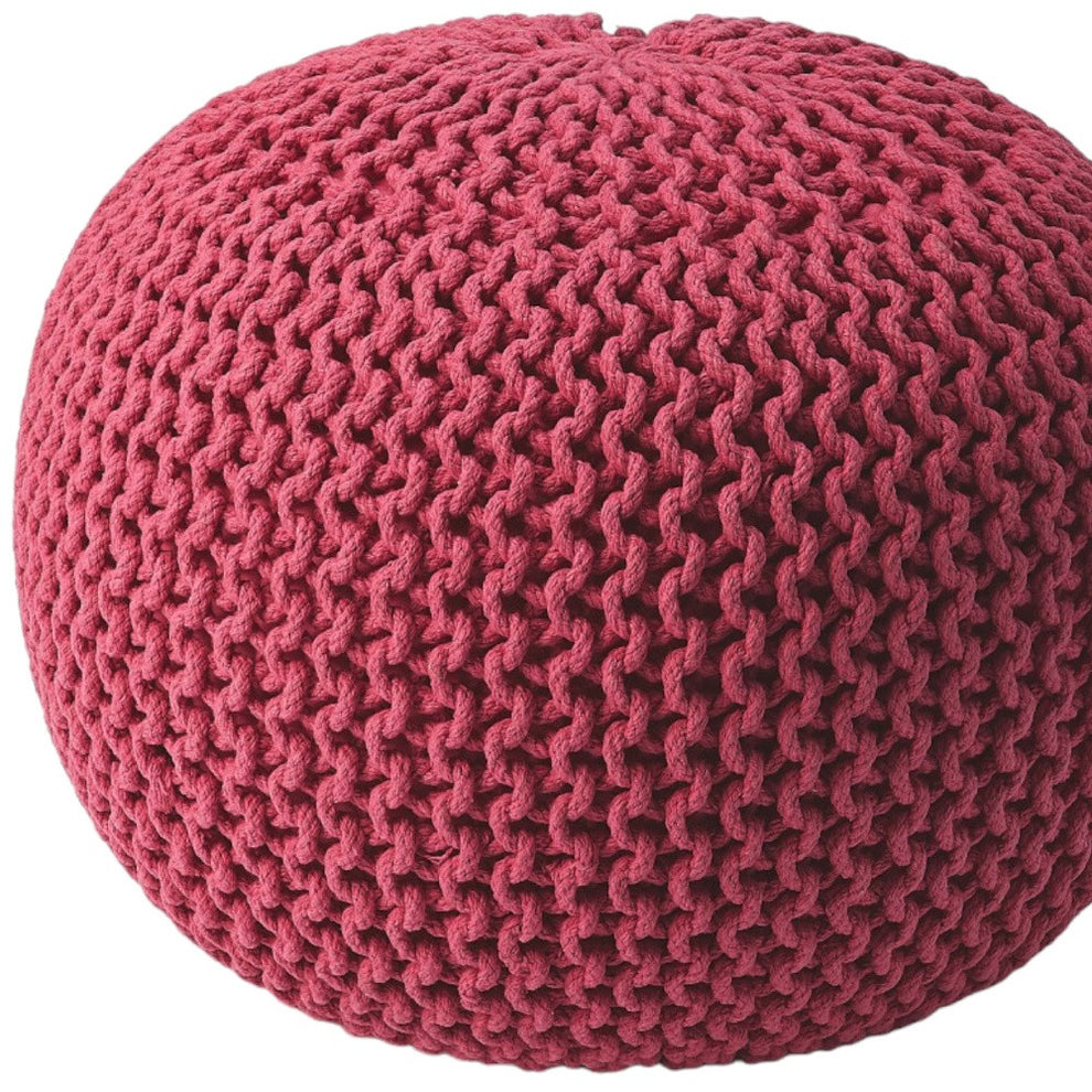 Pink Round Pouf Ottoman By Homeroots | Ottomans | Modishstore - 5