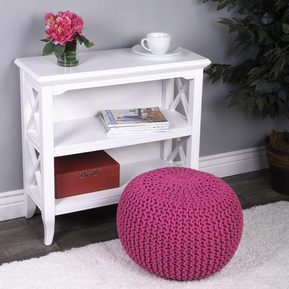 Pink Round Pouf Ottoman By Homeroots | Ottomans | Modishstore - 7