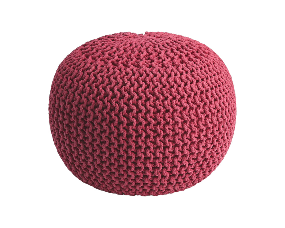 Pink Round Pouf Ottoman By Homeroots | Ottomans | Modishstore - 6
