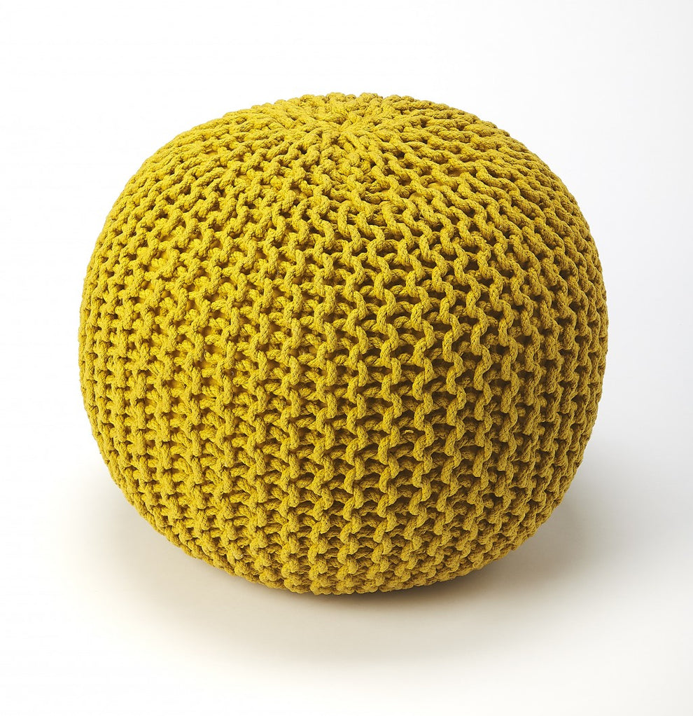Gold Round Pouf Ottoman By Homeroots | Ottomans | Modishstore - 3