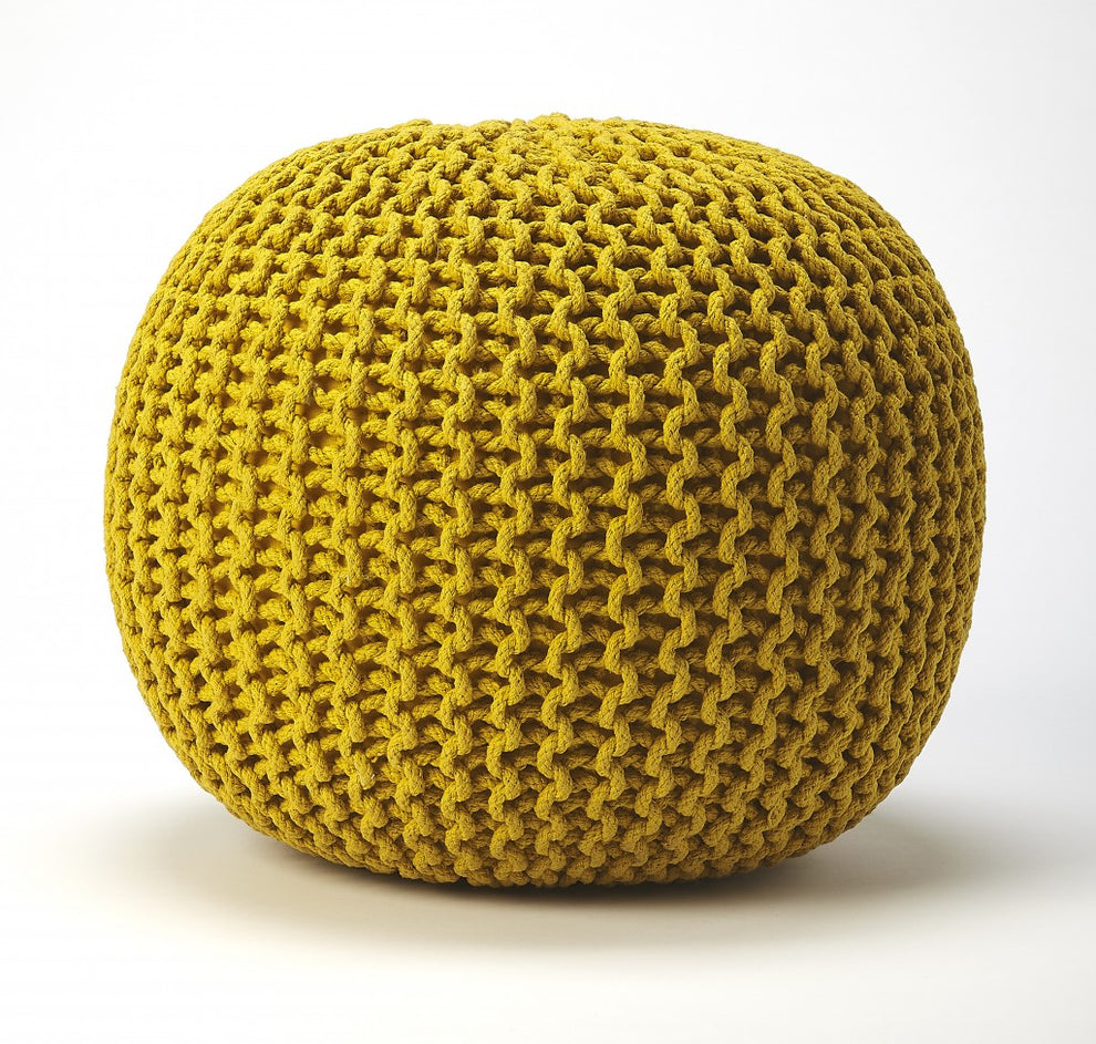 Gold Round Pouf Ottoman By Homeroots | Ottomans | Modishstore - 4