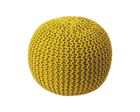 Gold Round Pouf Ottoman By Homeroots | Ottomans | Modishstore - 1