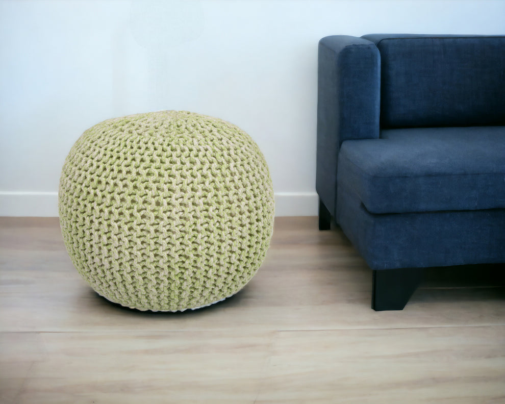Green Round Pouf Ottoman By Homeroots | Ottomans | Modishstore - 2