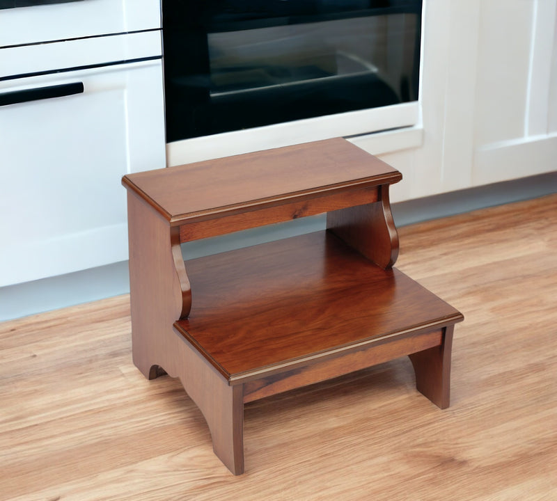 Brown Solid Wood and Solid and Manufactured Wood Backless Bar Chair By Homeroots | Bar Stools | Modishstore - 1