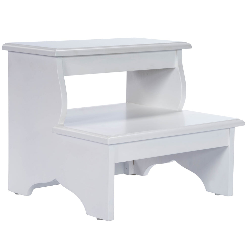 White Wood Footstool By Homeroots | Ottomans | Modishstore - 4