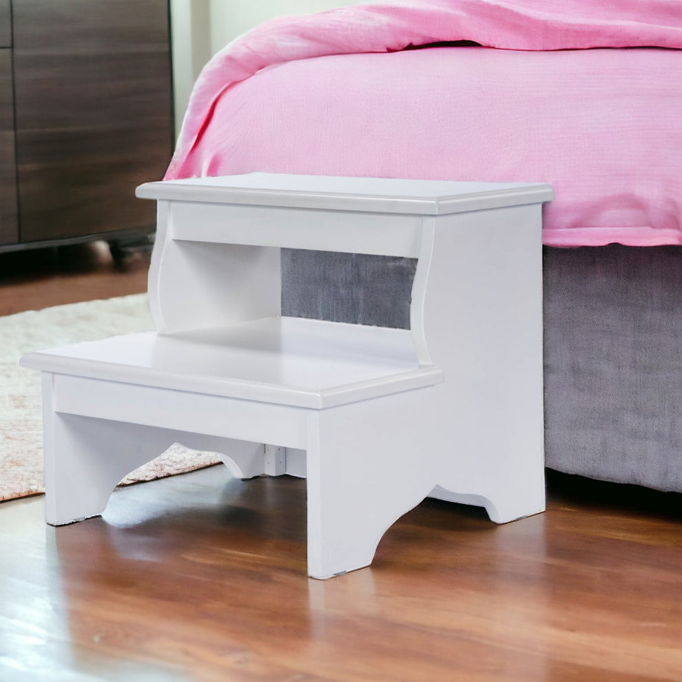 White Wood Footstool By Homeroots | Ottomans | Modishstore - 3