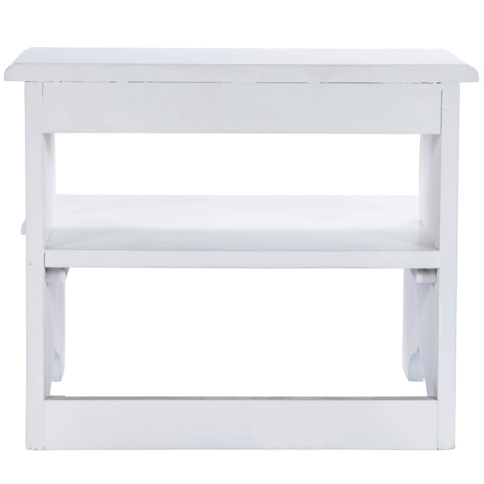 White Wood Footstool By Homeroots | Ottomans | Modishstore - 6