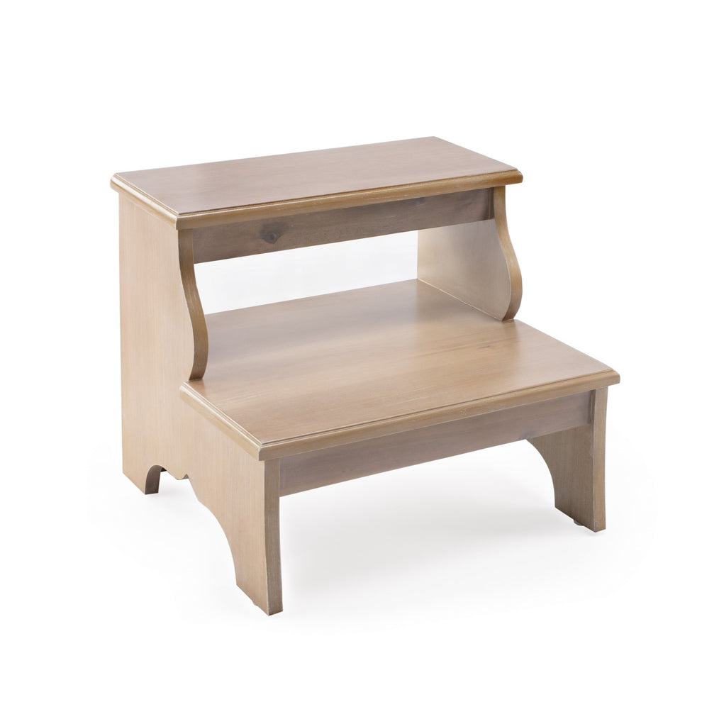 Natural Solid Wood and Solid and Manufactured Wood Backless Bar Chair By Homeroots | Bar Stools | Modishstore - 2