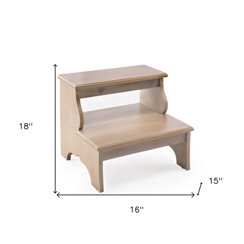 Natural Solid Wood and Solid and Manufactured Wood Backless Bar Chair By Homeroots | Bar Stools | Modishstore - 5