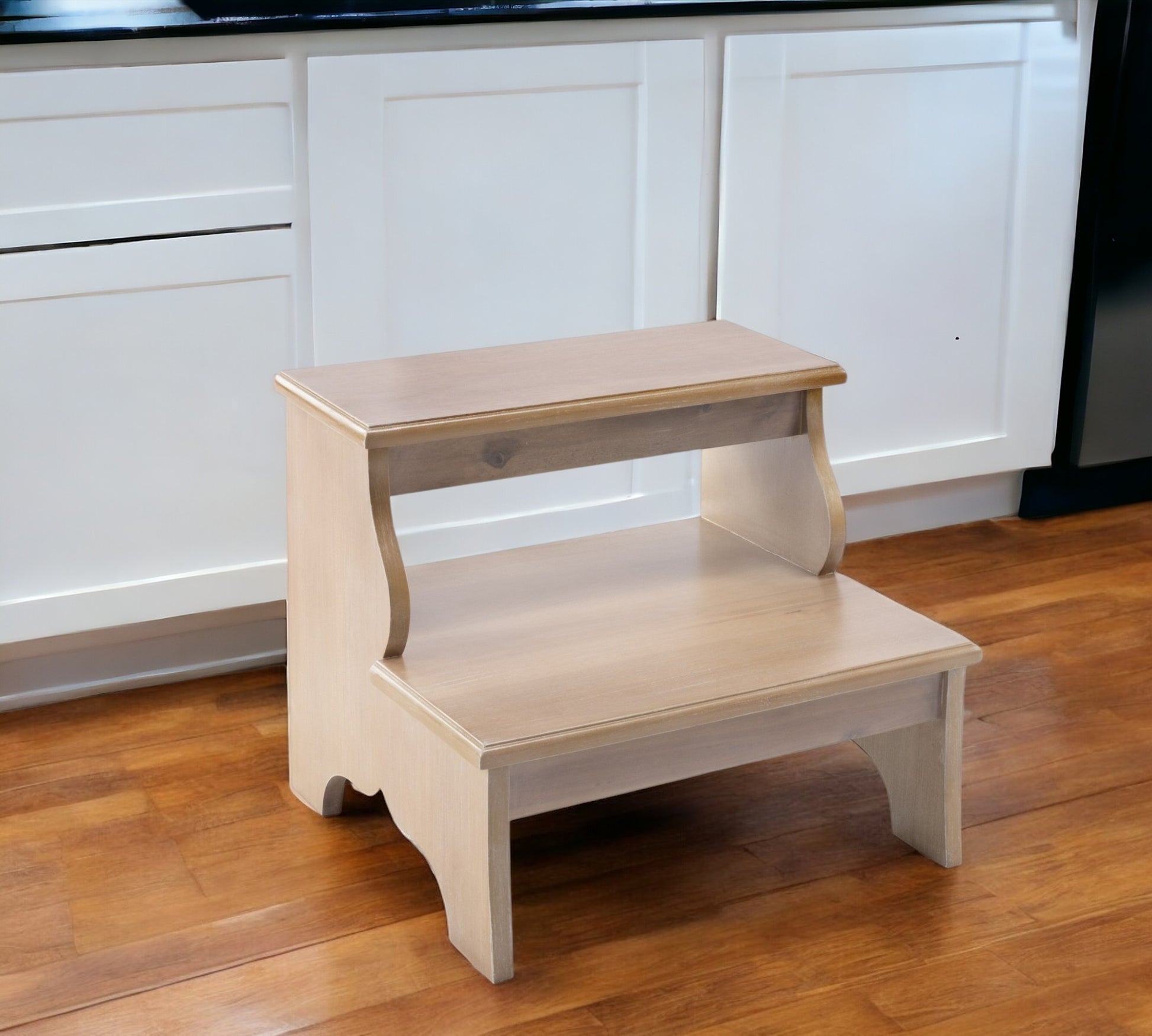 Natural Solid Wood and Solid and Manufactured Wood Backless Bar Chair By Homeroots | Bar Stools | Modishstore - 1