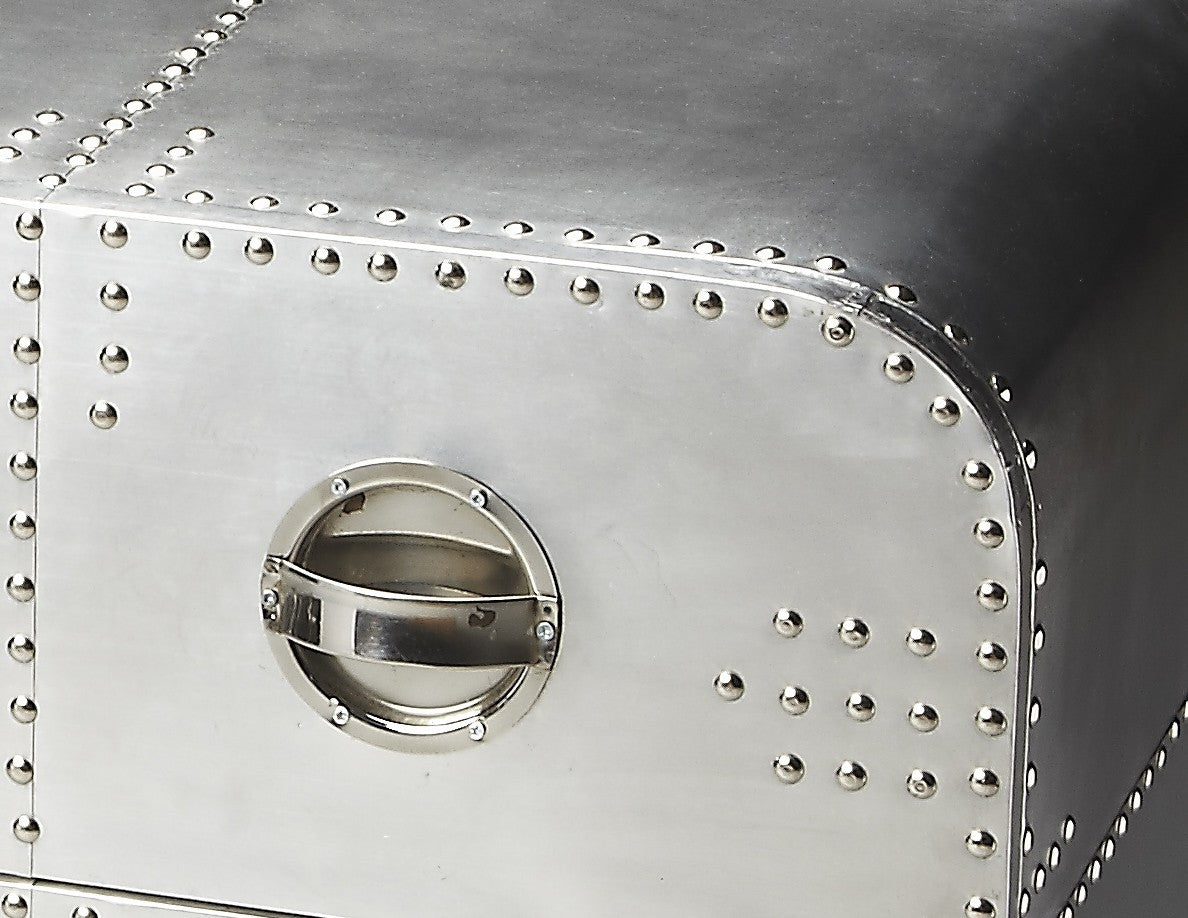 Silver Metal Two Drawer Chest By Homeroots | Dressers | Modishstore - 6