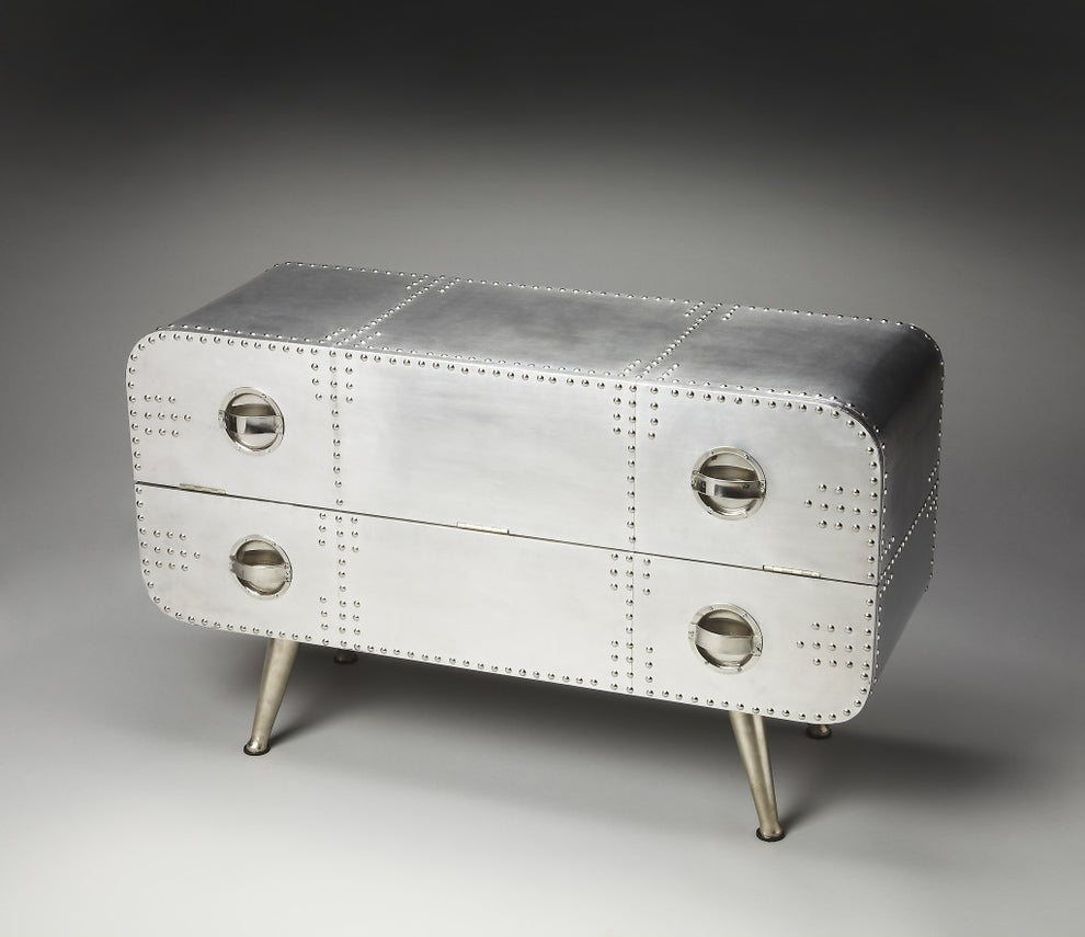 Silver Metal Two Drawer Chest By Homeroots | Dressers | Modishstore - 7