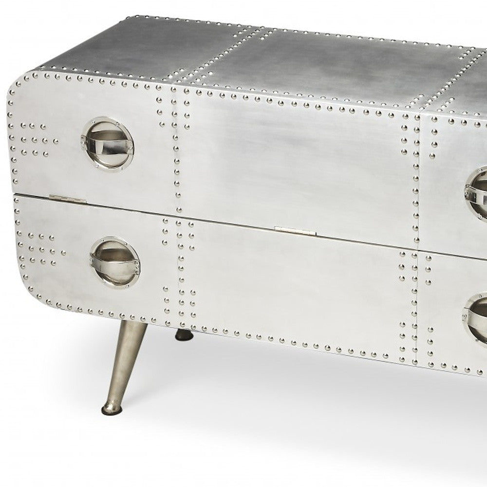 Silver Metal Two Drawer Chest By Homeroots | Dressers | Modishstore - 4