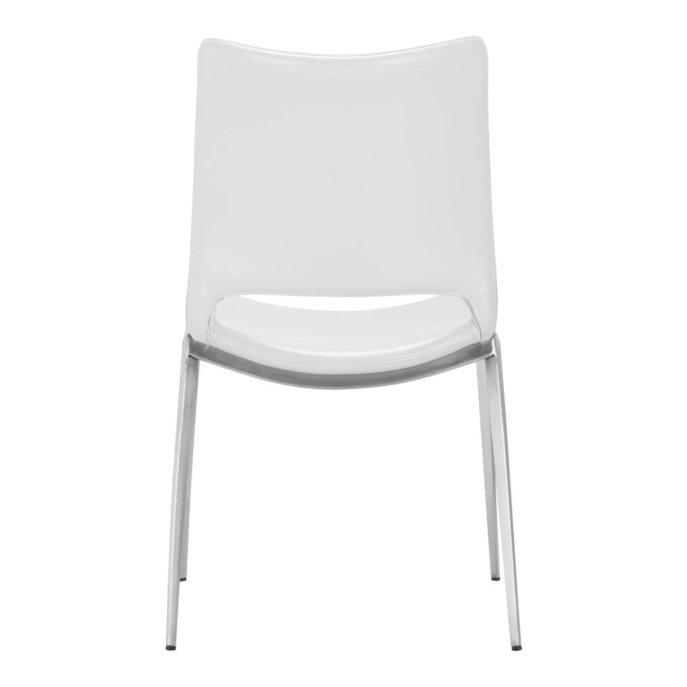Set of Two White And Silver Upholstered Faux Leather Dining Side Chairs By Homeroots | Dining Chairs | Modishstore - 4