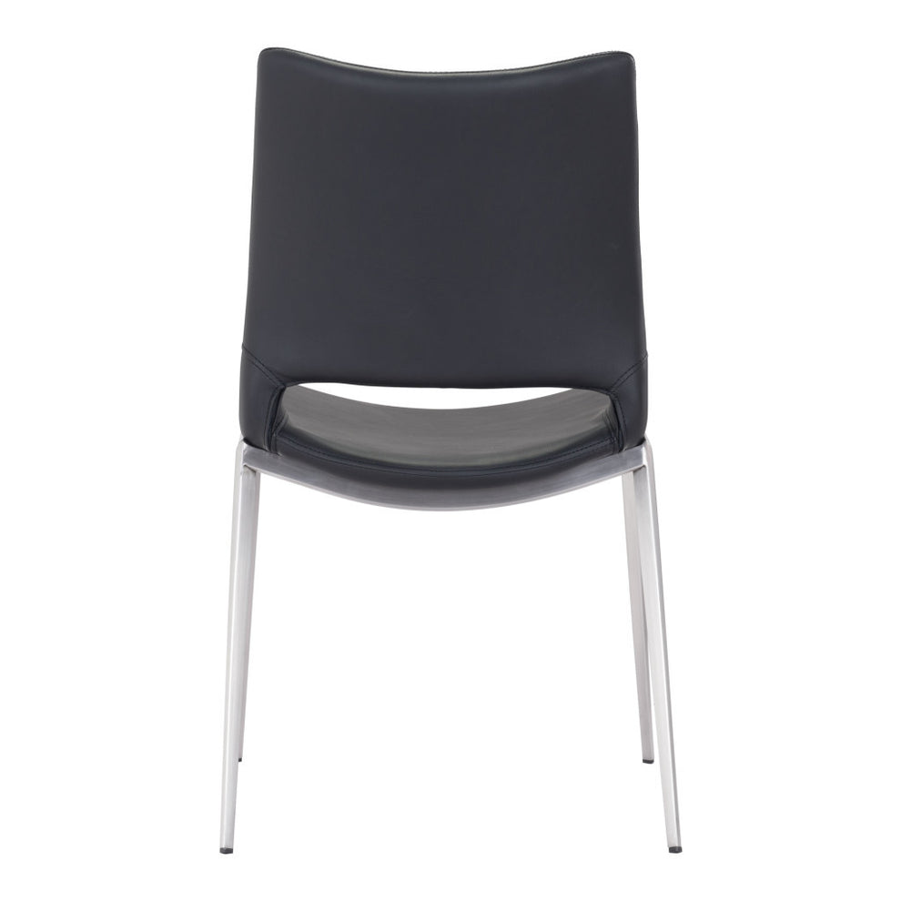 Set of Two Black And Silver Upholstered Faux Leather Open Back Dining Side Chairs By Homeroots | Dining Chairs | Modishstore - 5