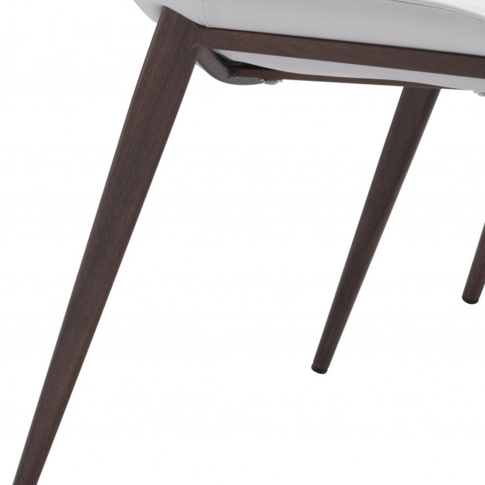 Set of Two White and Brown Upholstered Faux Leather Dining Side Chairs By Homeroots | Dining Chairs | Modishstore - 6