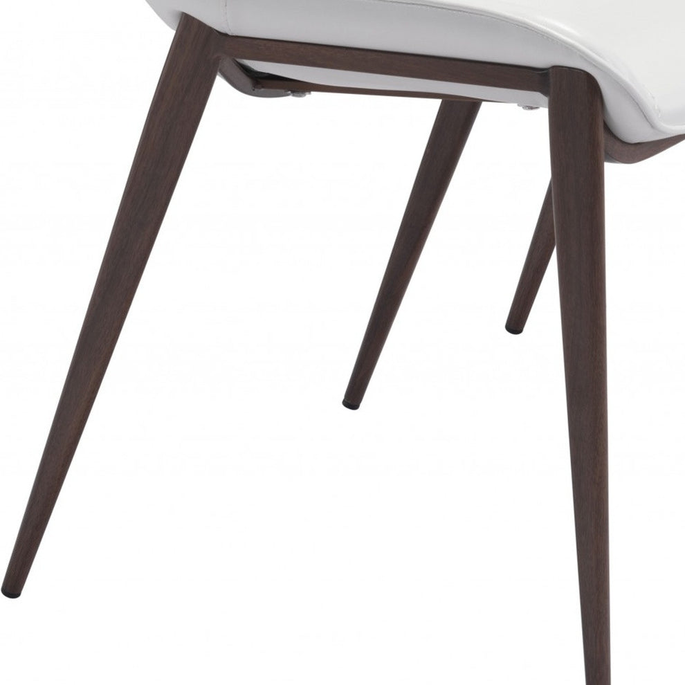 Set of Two White and Brown Upholstered Faux Leather Dining Side Chairs By Homeroots | Dining Chairs | Modishstore - 7
