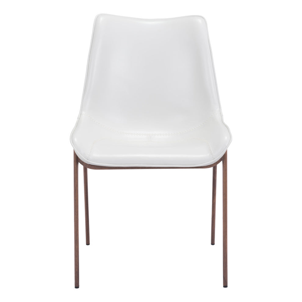 Set of Two White and Brown Upholstered Faux Leather Dining Side Chairs By Homeroots | Dining Chairs | Modishstore - 3