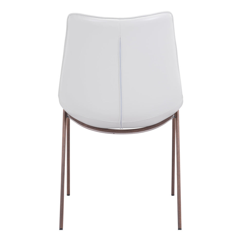 Set of Two White and Brown Upholstered Faux Leather Dining Side Chairs By Homeroots | Dining Chairs | Modishstore - 4