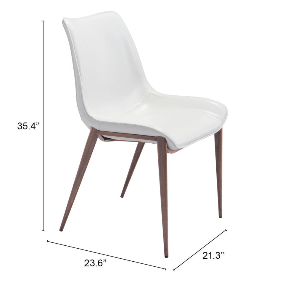 Set of Two White and Brown Upholstered Faux Leather Dining Side Chairs By Homeroots | Dining Chairs | Modishstore - 8