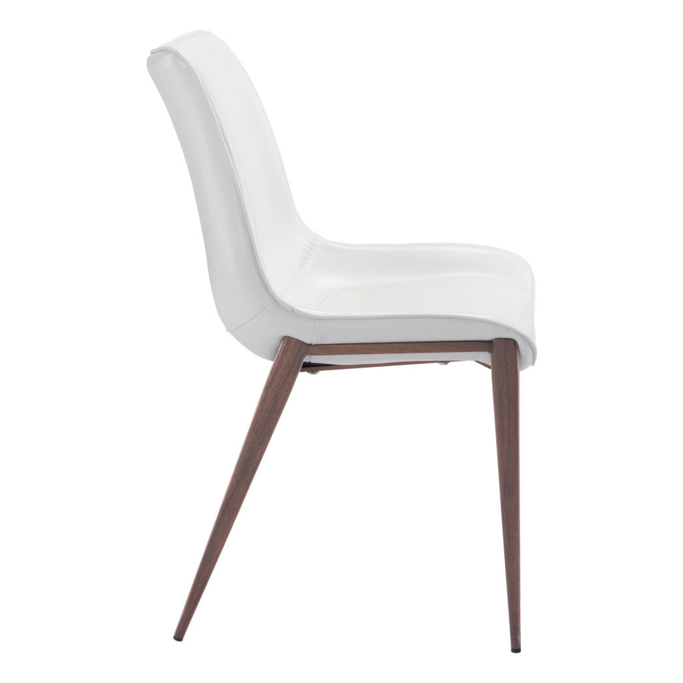 Set of Two White and Brown Upholstered Faux Leather Dining Side Chairs By Homeroots | Dining Chairs | Modishstore - 5