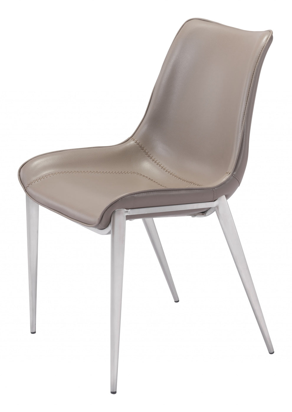 Set of Two Gray And Silver Upholstered Faux Leather Dining Side Chairs By Homeroots | Dining Chairs | Modishstore - 3