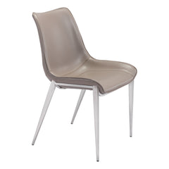 Set of Two Gray And Silver Upholstered Faux Leather Dining Side Chairs By Homeroots