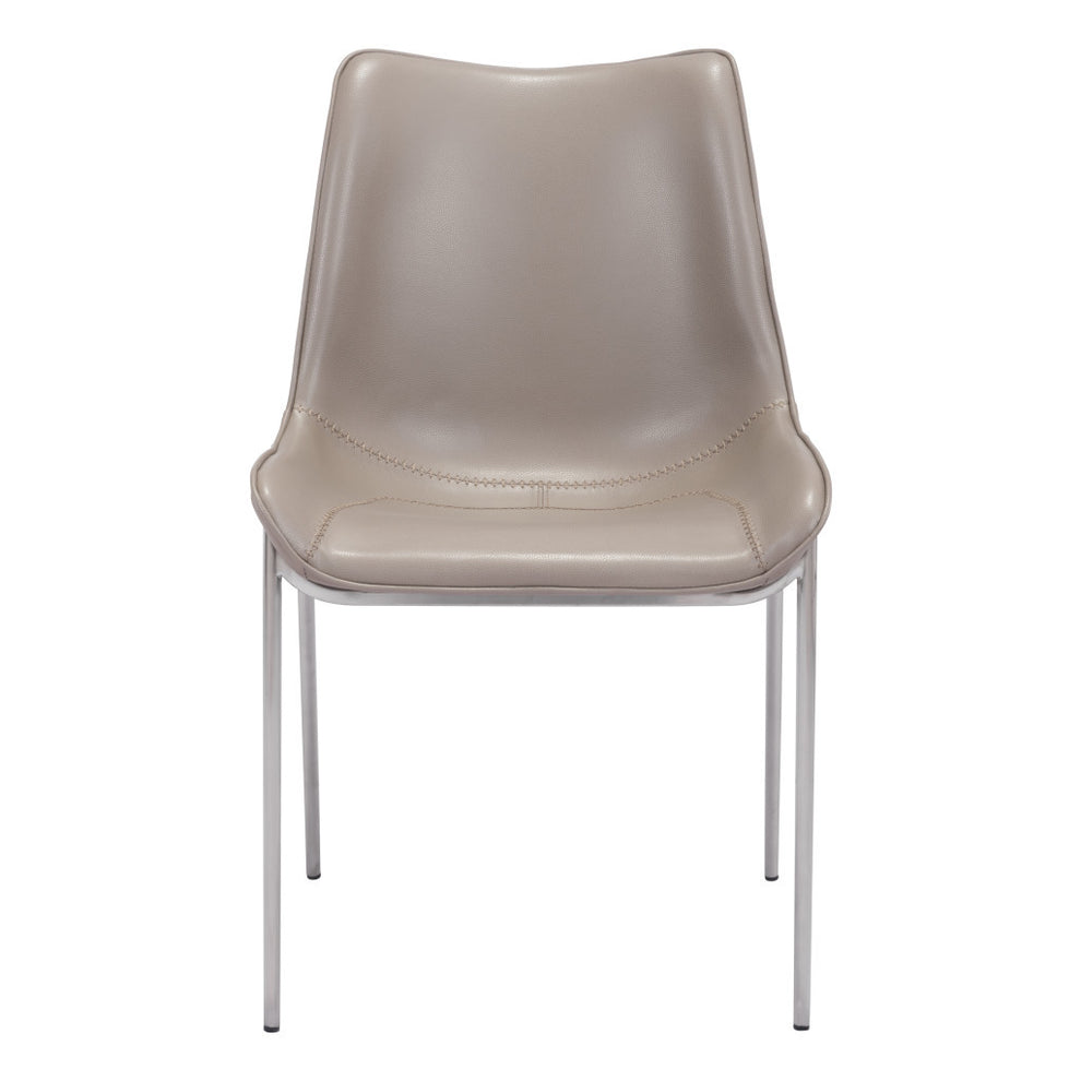 Set of Two Gray And Silver Upholstered Faux Leather Dining Side Chairs By Homeroots | Dining Chairs | Modishstore - 5