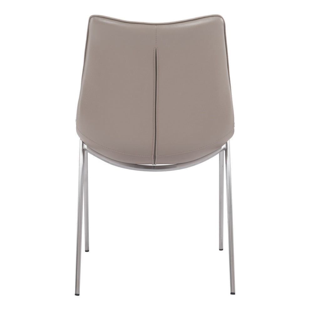 Set of Two Gray And Silver Upholstered Faux Leather Dining Side Chairs By Homeroots | Dining Chairs | Modishstore - 6