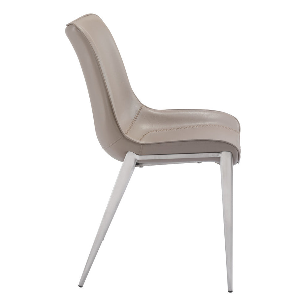 Set of Two Gray And Silver Upholstered Faux Leather Dining Side Chairs By Homeroots | Dining Chairs | Modishstore - 4