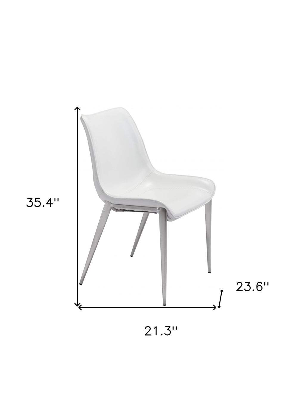 Set of Two White And Silver Upholstered Faux Leather Open Back Dining Side Chairs By Homeroots | Dining Chairs | Modishstore - 6