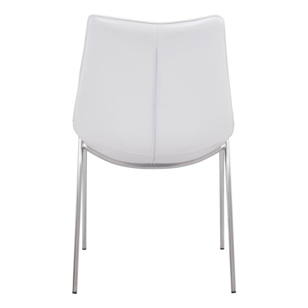 Set of Two White And Silver Upholstered Faux Leather Open Back Dining Side Chairs By Homeroots | Dining Chairs | Modishstore - 5