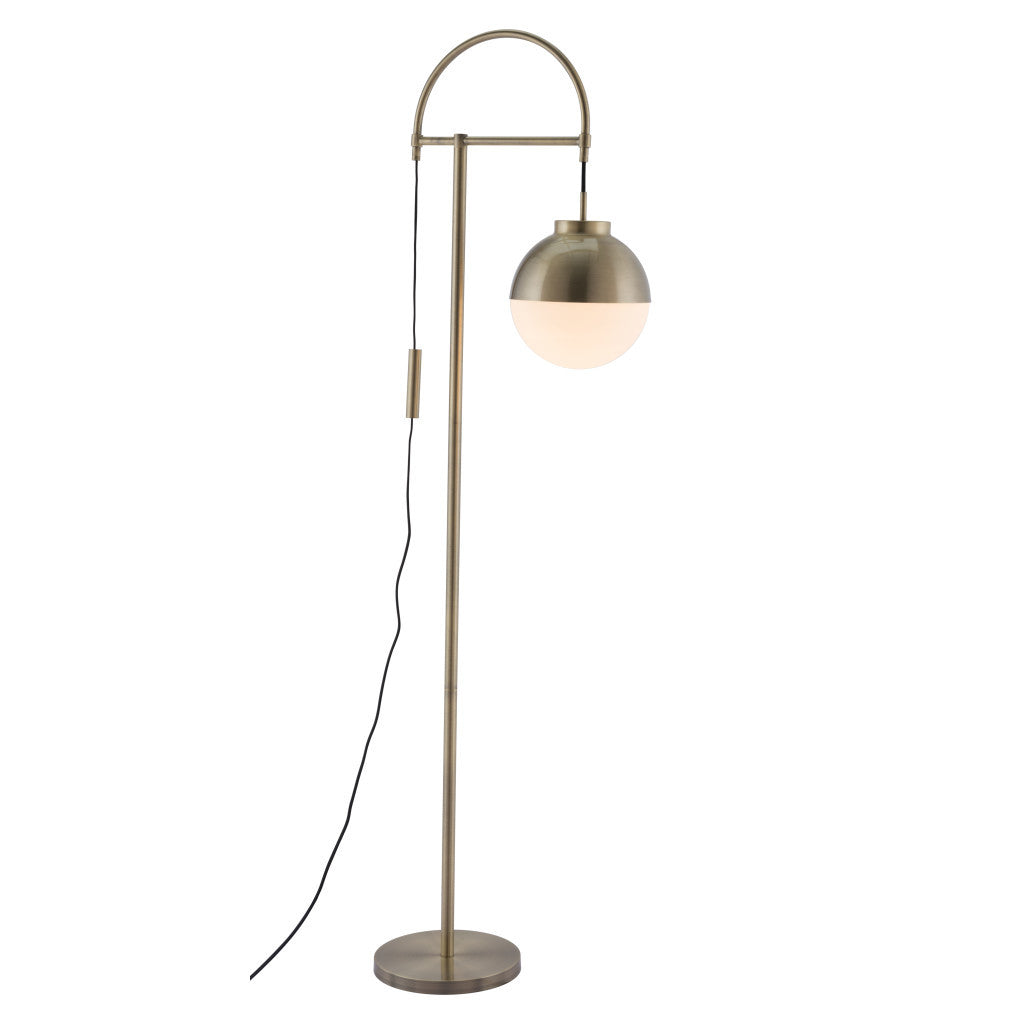 Bronze Steel Floor Lamp With Bronze Steel Globe Shade By Homeroots | Floor Lamps | Modishstore - 2
