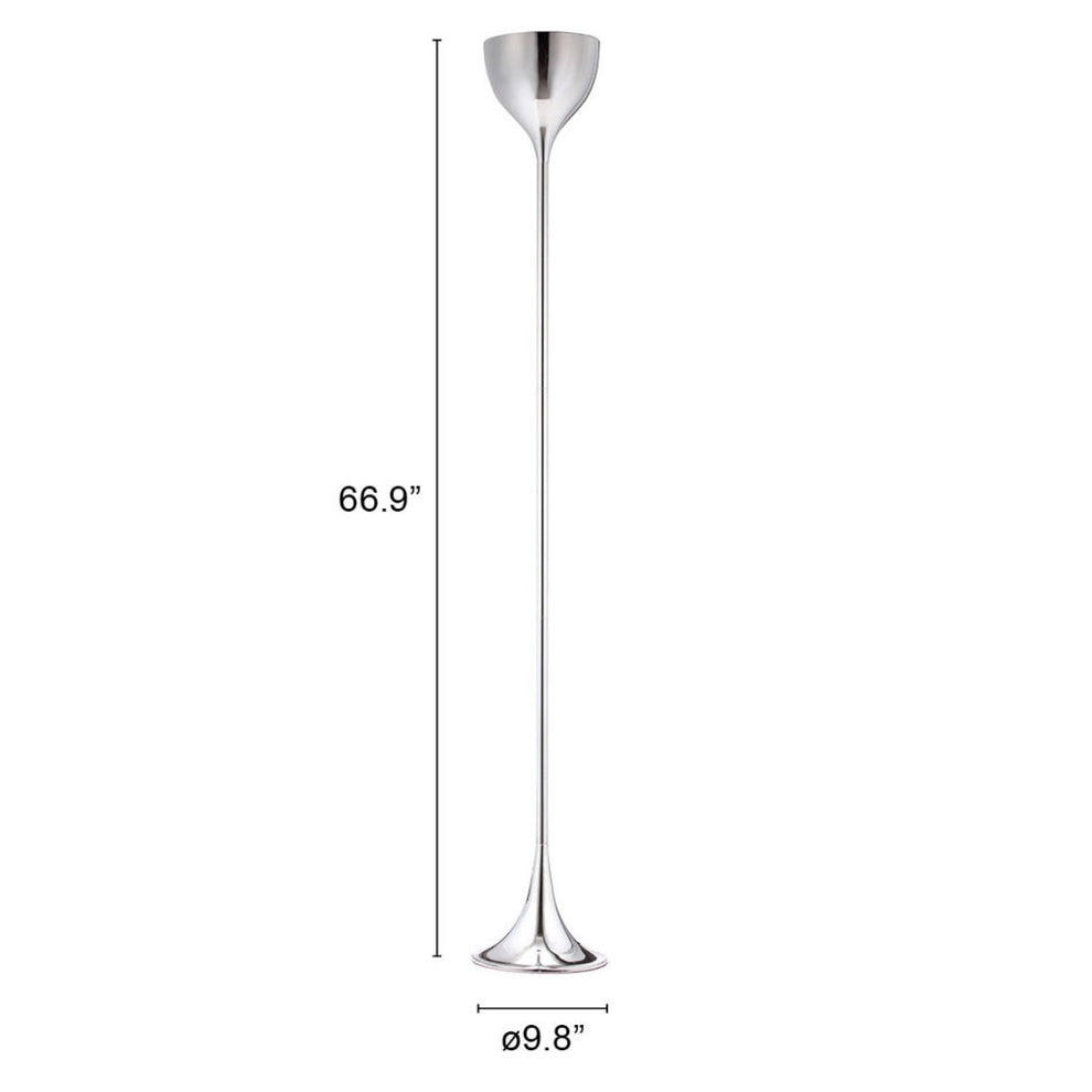 Steel Floor Lamp With Silver Steel Bell Shade By Homeroots | Floor Lamps | Modishstore - 7