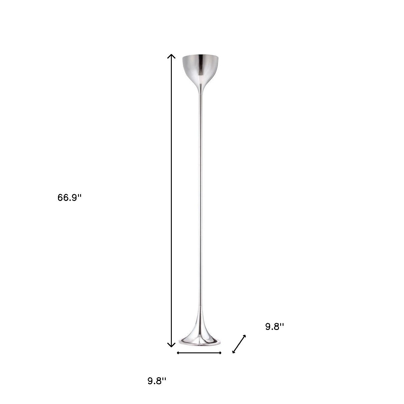 Steel Floor Lamp With Silver Steel Bell Shade By Homeroots | Floor Lamps | Modishstore - 5