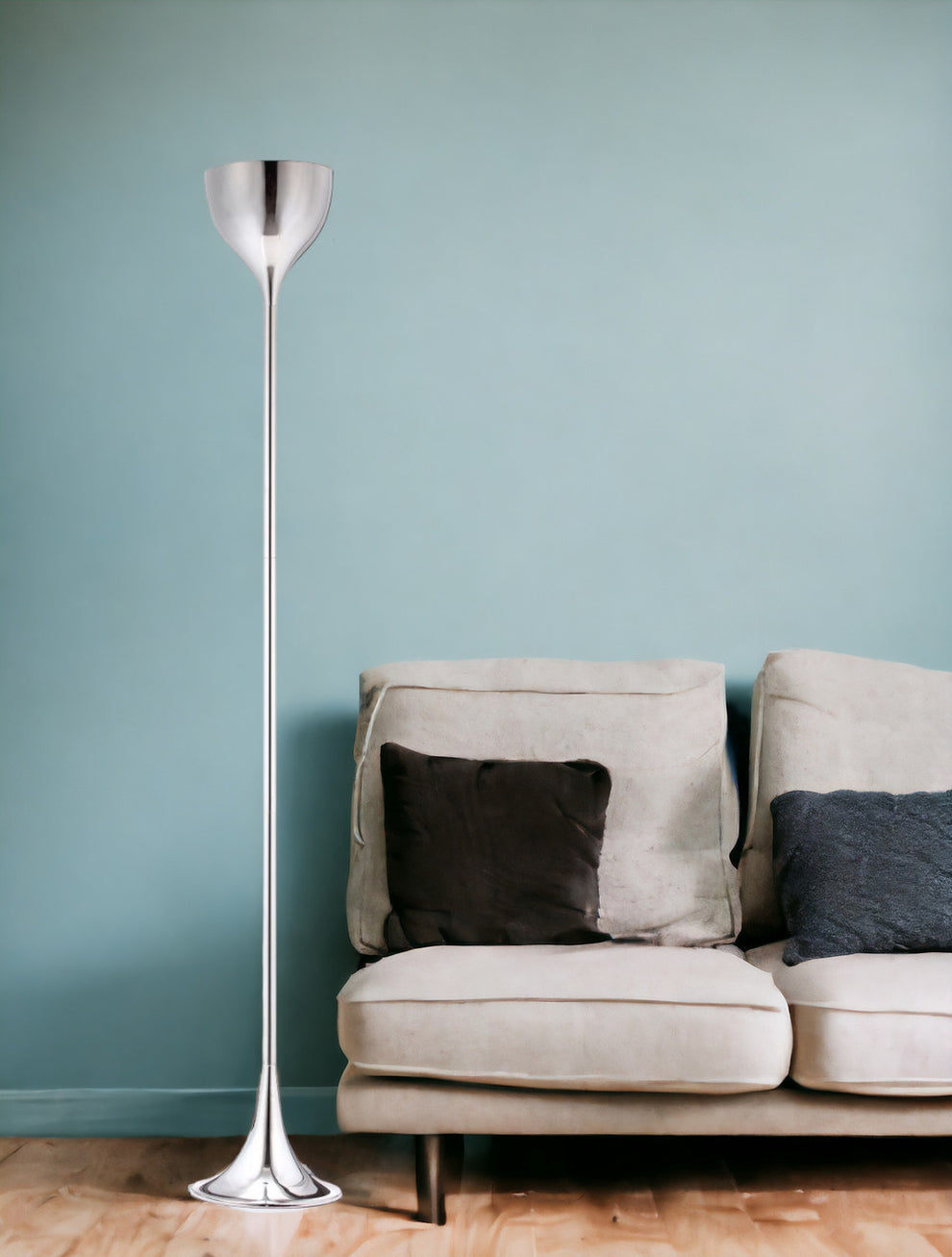 Steel Floor Lamp With Silver Steel Bell Shade By Homeroots | Floor Lamps | Modishstore - 6